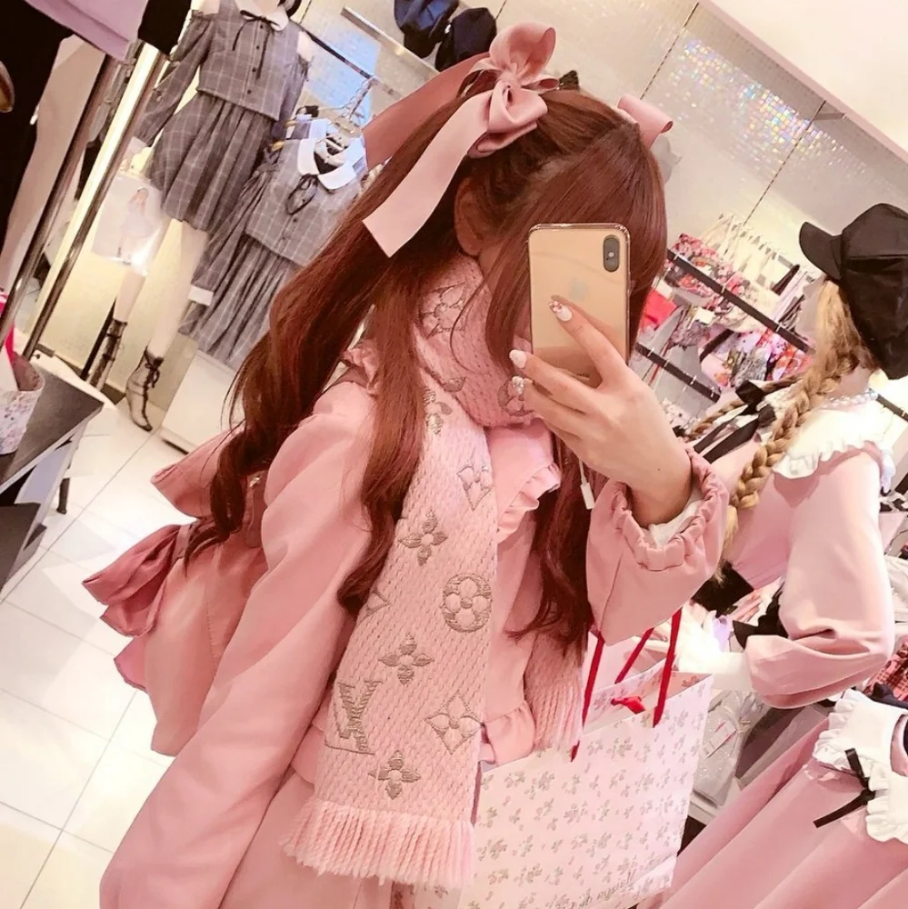 Louis Vuitton Ballet Pink Logomania Scarf Wool & Silk Metallic Thread - Picture 2 of 11